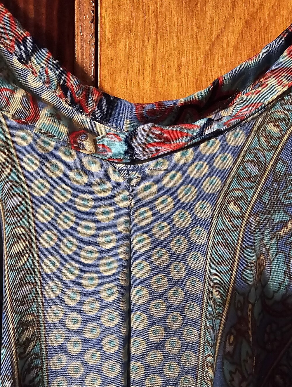 Recycled Sari Maxi Sundress in Blue Paisley - Picture 3 of 9